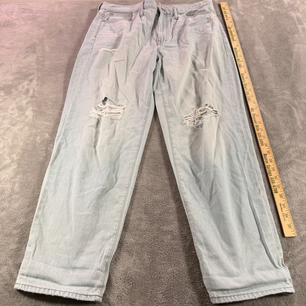 Madewell The Slouchy Boyjean Women 30 Light Wash Distressed Straight Leg Jeans - Picture 2 of 11